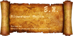 Biswanger Metta névjegykártya
